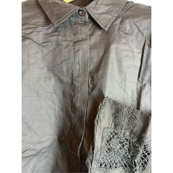 Black lace long sleeve button up shirt - Picture 10 of 12